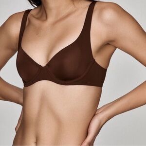 CUUP the scoop bra in espresso size 30F brown underwire unlined comfy soft